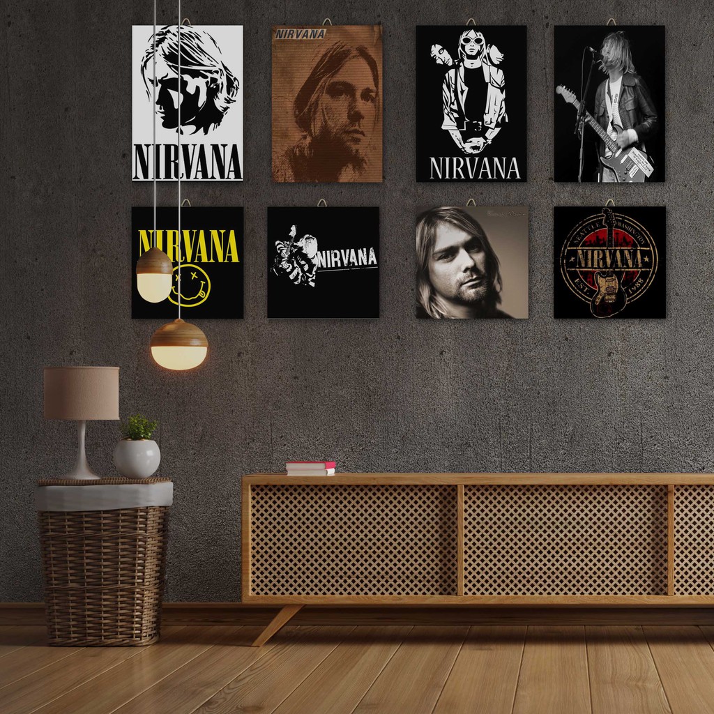 Hiasan dinding BAND MUSIK MUSISI NIRVANA Poster Kayu Pajangan Rumah/ dekorasi dinding / Walldecor