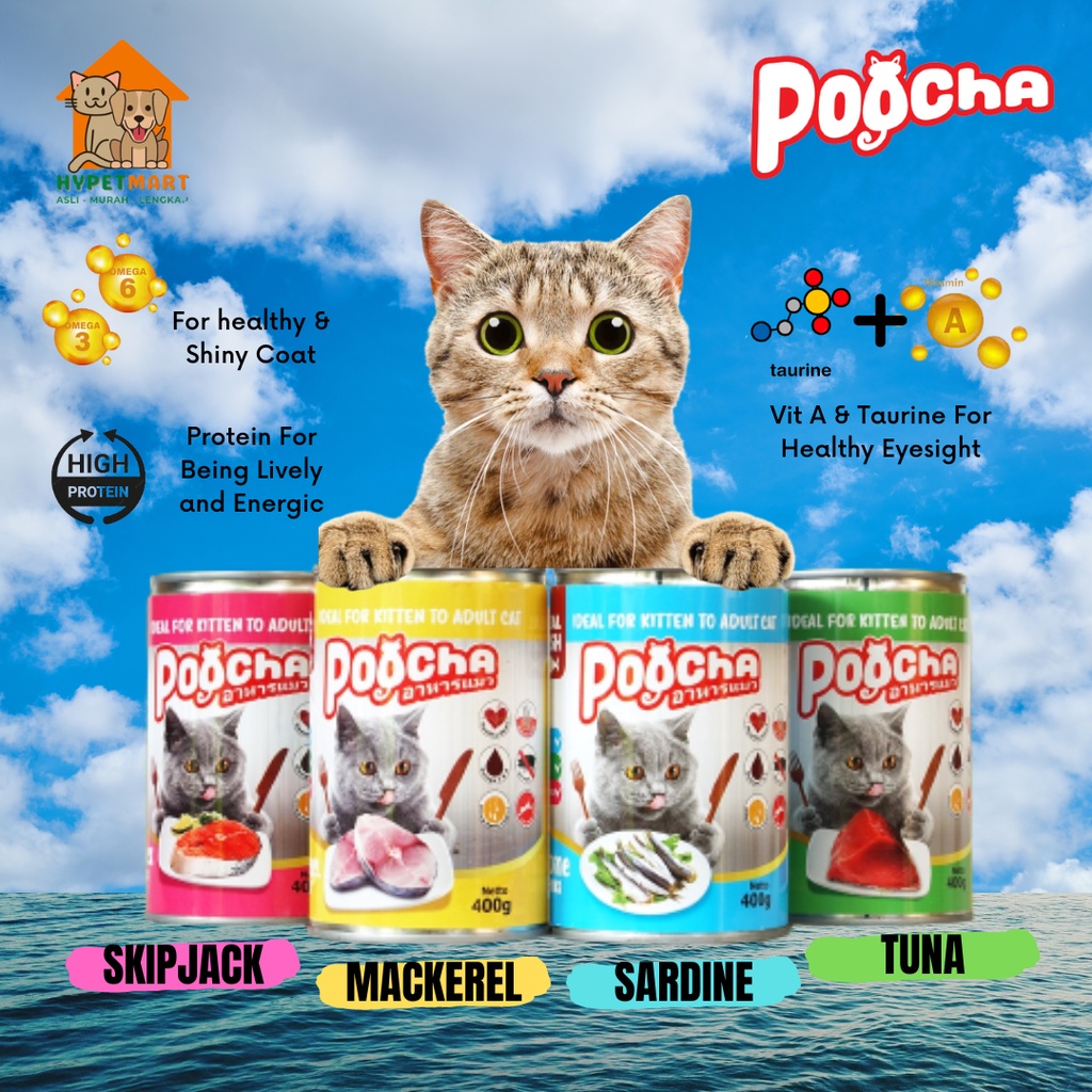 Poocha Cat Food Makanan Kucing Kaleng Basah Poocha 400gr - For Kitten &amp; Adult Cat