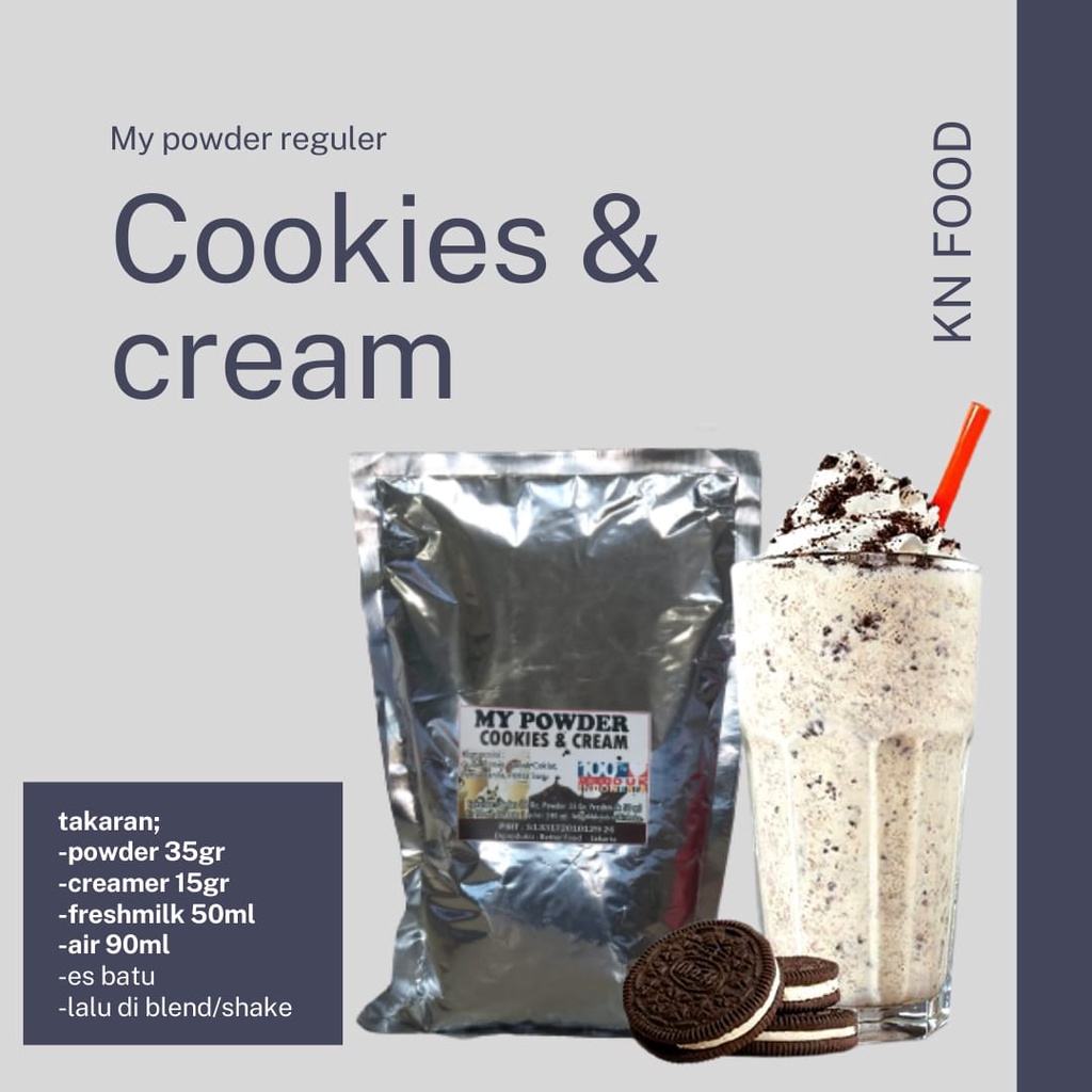 

SERBUK MINUMAN RASA COOKIES AND CREAM 1 KG / VARIAN RASA TERBARU.