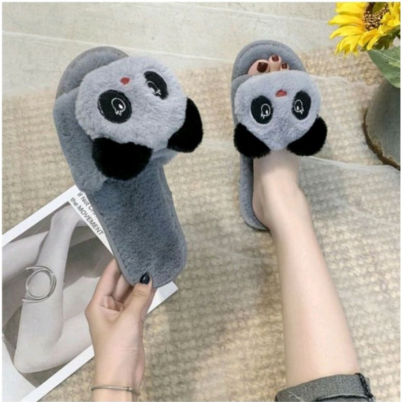 SANDAL KOKOP CEWEK RASFUR KOKOP BULU PANDA