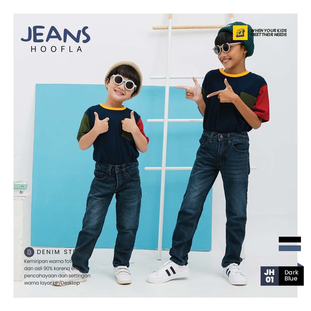 Celana Jeans  Anak Laki Laki Umur 5 - 12 Tahun Jeans Hoofla Celana Panjang Anak Laki Laki Bahan Denim Stretch Terbaru