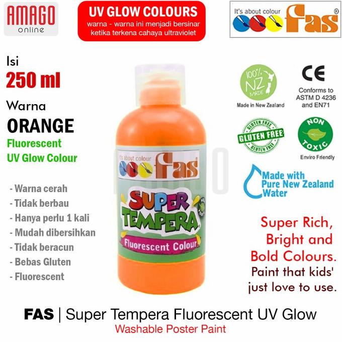 

Cat Fas Super Tempera Fluorescent Uv Glow Paint - 250 Ml - Orange