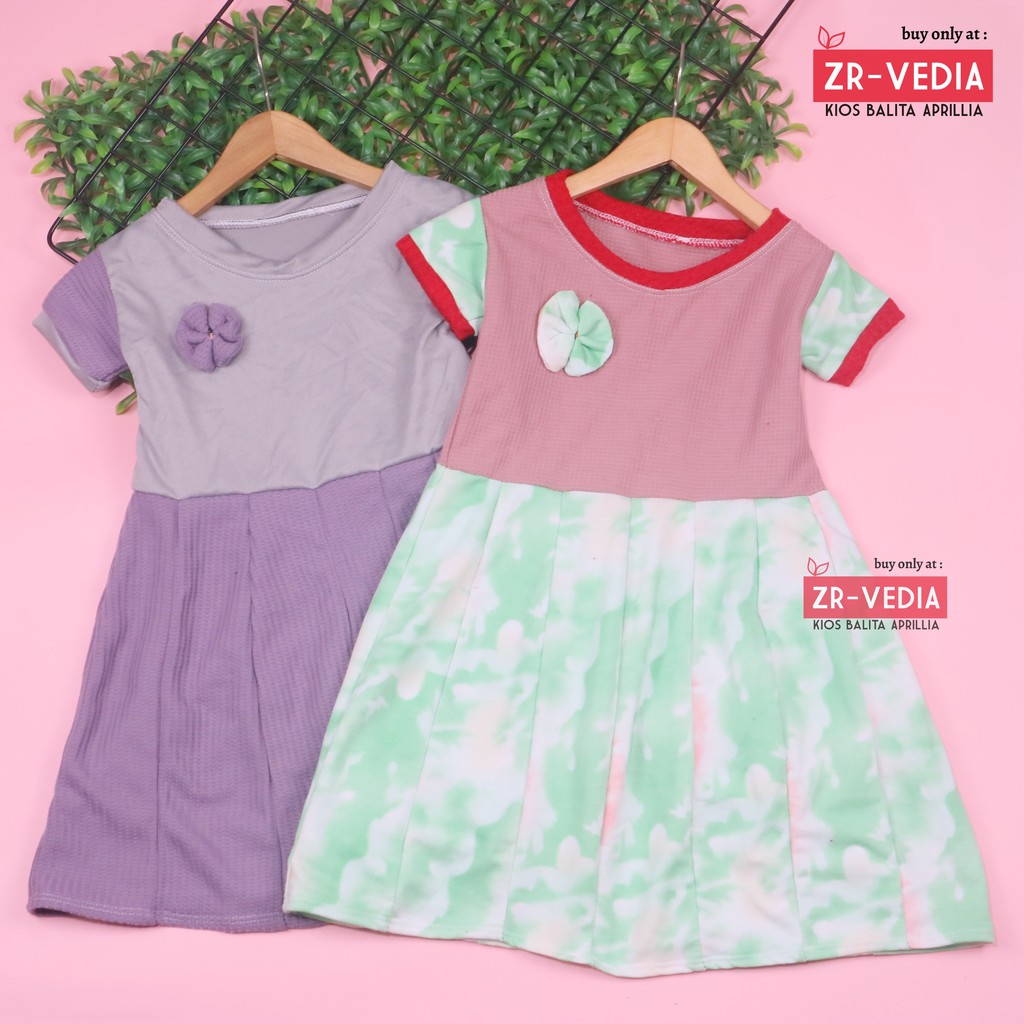 Dress Maudy Size 3-4 Tahun / Dres Anak Perempuan Murah Baju Cewek Gaun Lengan Pesta Import Motif