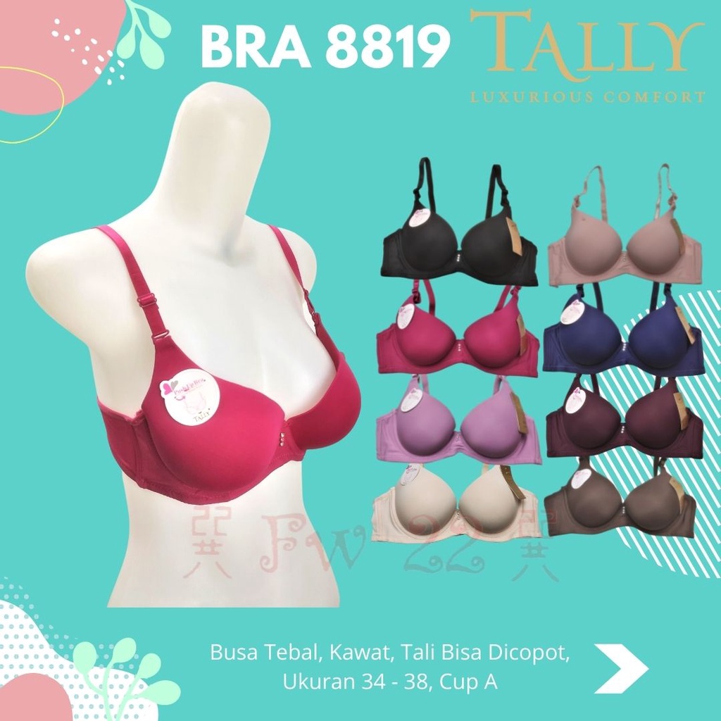 Push Up Bra Tally 8819 Bra Wanita Busa Tebal dengan Motif Polos