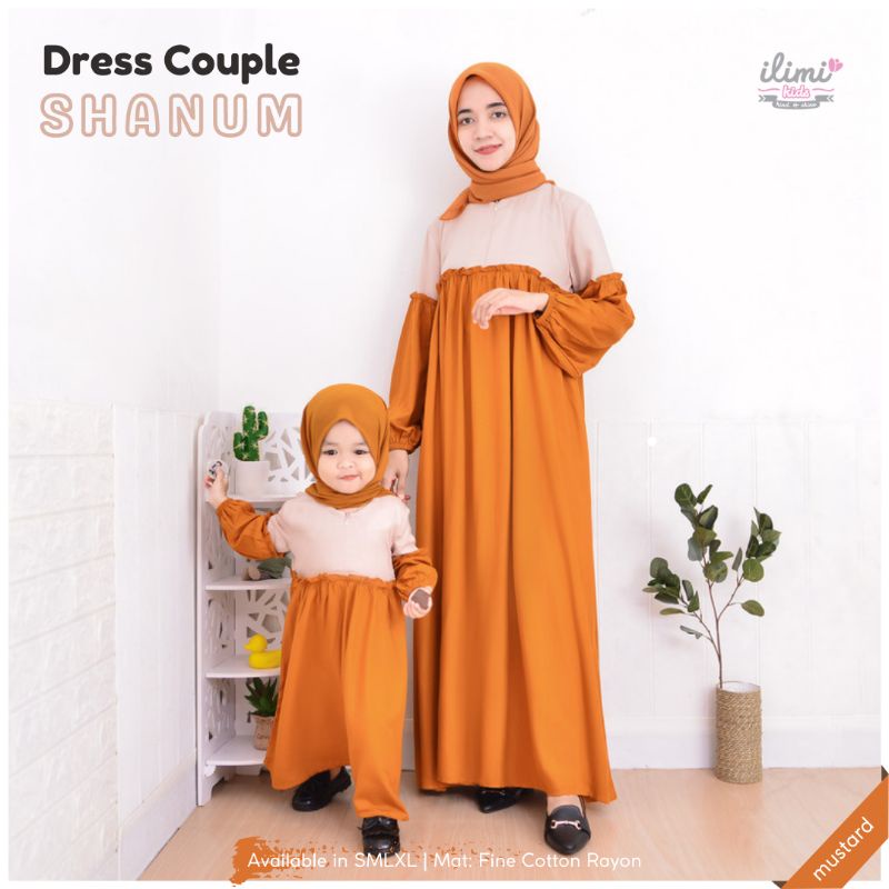 Izdihar Shop_Shanum Dress Couple Ibu Anak Gamis Mustard