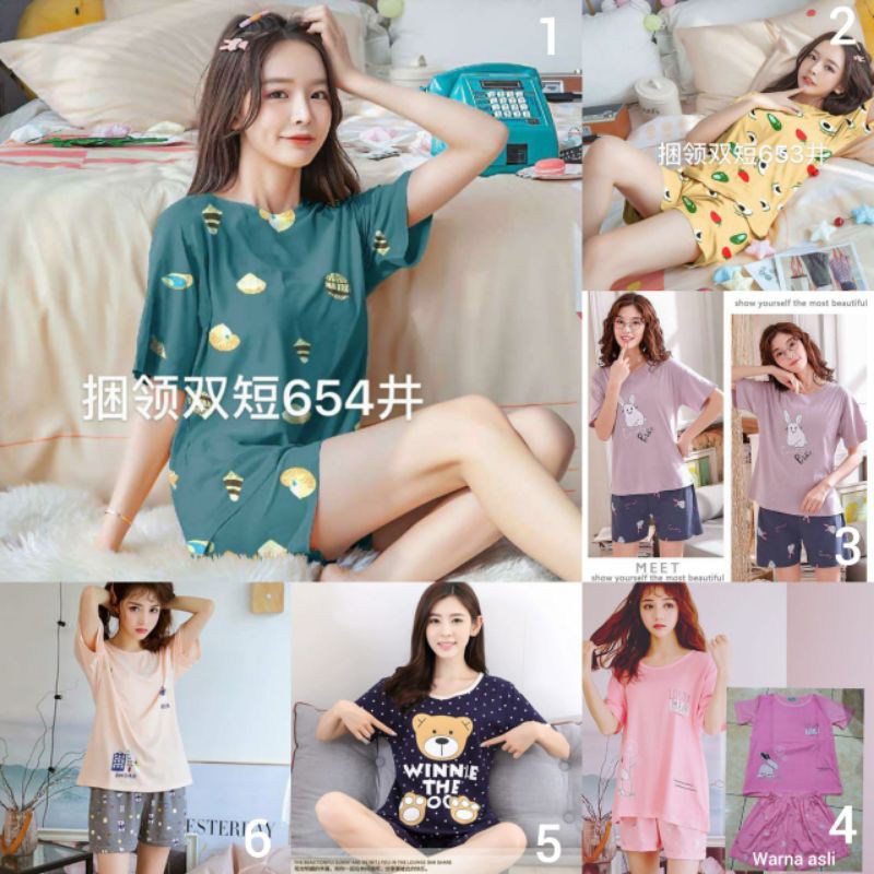 Baju tidur hotpants wanita bahan spandek import