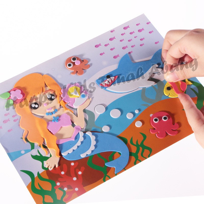 PUZZLE 3D ANAK/ MAINAN EDUKASI ANAK / MAINAN MENEMPEL EVA STICKER / TEMPELAN KERTAS EVA