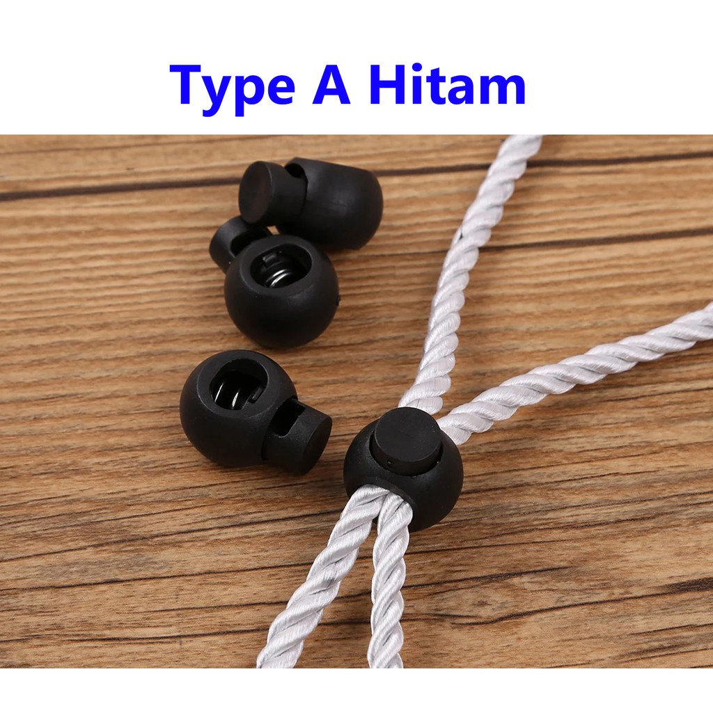 Stopper tali kur, tali kasur, Masker, cord lock. puller - Putih-Type A Hitam 