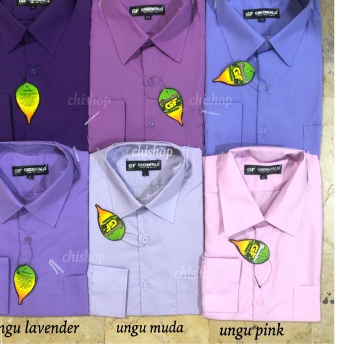 KEMEJA PRIA GREENFALO-KEMEJA POLOS LENGAN PANJANG PRIA WARNA UNGU / UNGU MUDA / UNGU LAVENDER / UNGU