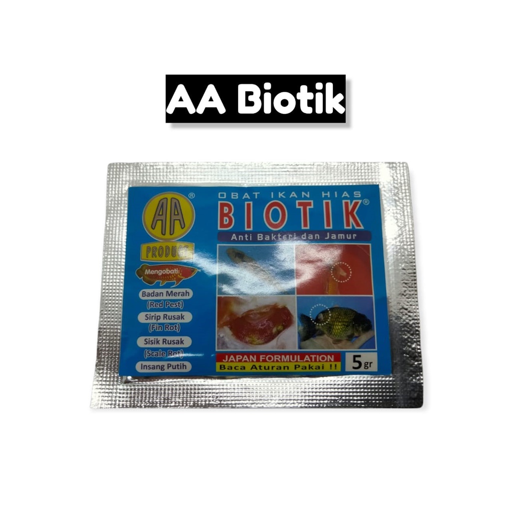 Obat Ikan Hias AA BIOTIK /BIOTIC SAVE /BIOTIK PLUS/BIOTIC EXTRA - 5 gr - AA BIOTIK