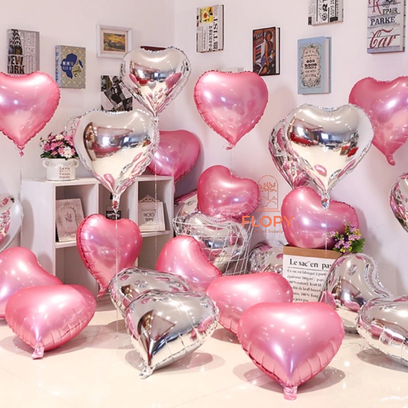 Heart Ukuran ( 45 cm ) / Balon Foil Heart 18 inch  / Balon Foil Hati / Non Foil Love / Balon Love / 