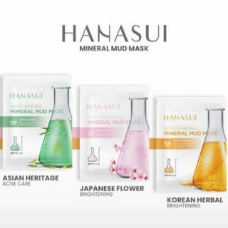 [1 BOX ] Hanasui Masker Mud dengan Kandungan Ekstrak Cherry Efektif Mencerahkan Kulit Wajah - 10 Sachet