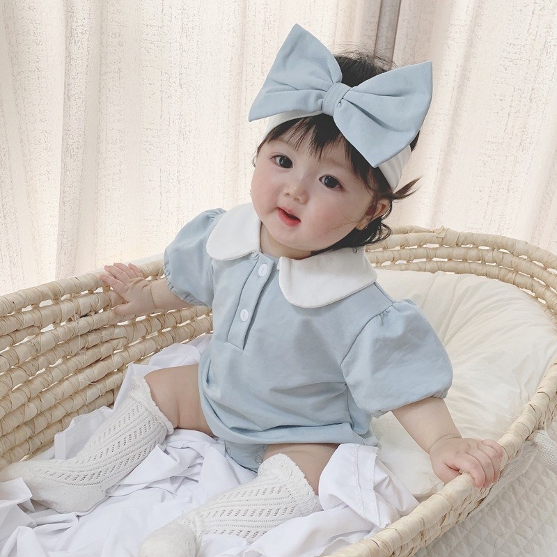 HNK SETELAN BAYI | JUMPER NEBORN | JUMPER PENDEK | JUMPER LENGAN PENDEK  + HEADBAND