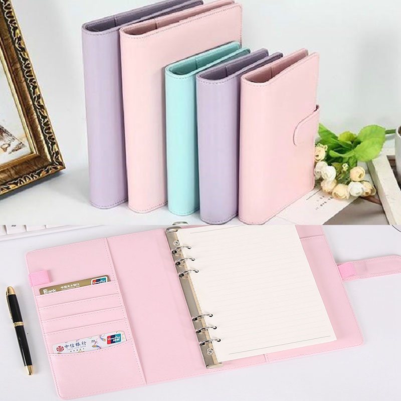 PU Leather A6 Notebook Diary Jadwal Buku Harian Diary Journal Binder Macaron Notebook Cover Spiral Organizer Warna Tahan Air Dengan Ritsleting Folder A6 Notebook Isi Ulang Kertas Daun Longgar