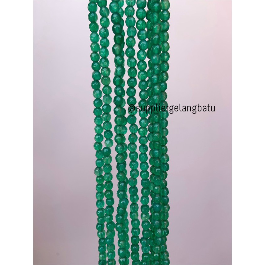 Batu green giok FACET 4mm CUTTING hijau natural cina china craft impor manik potogan batu akik alam