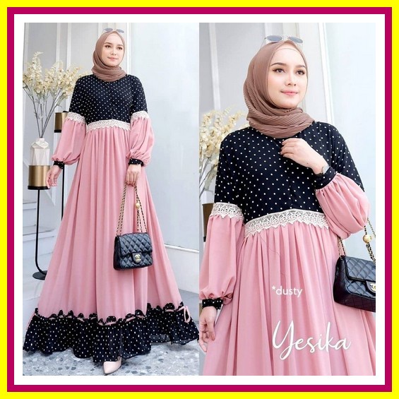 Baju Gamis Brukat Wanita Lebaran Terbaru 2022 Maxi Mora Model Kekinian Bahan Brukat Ukuran M L Xl Xx