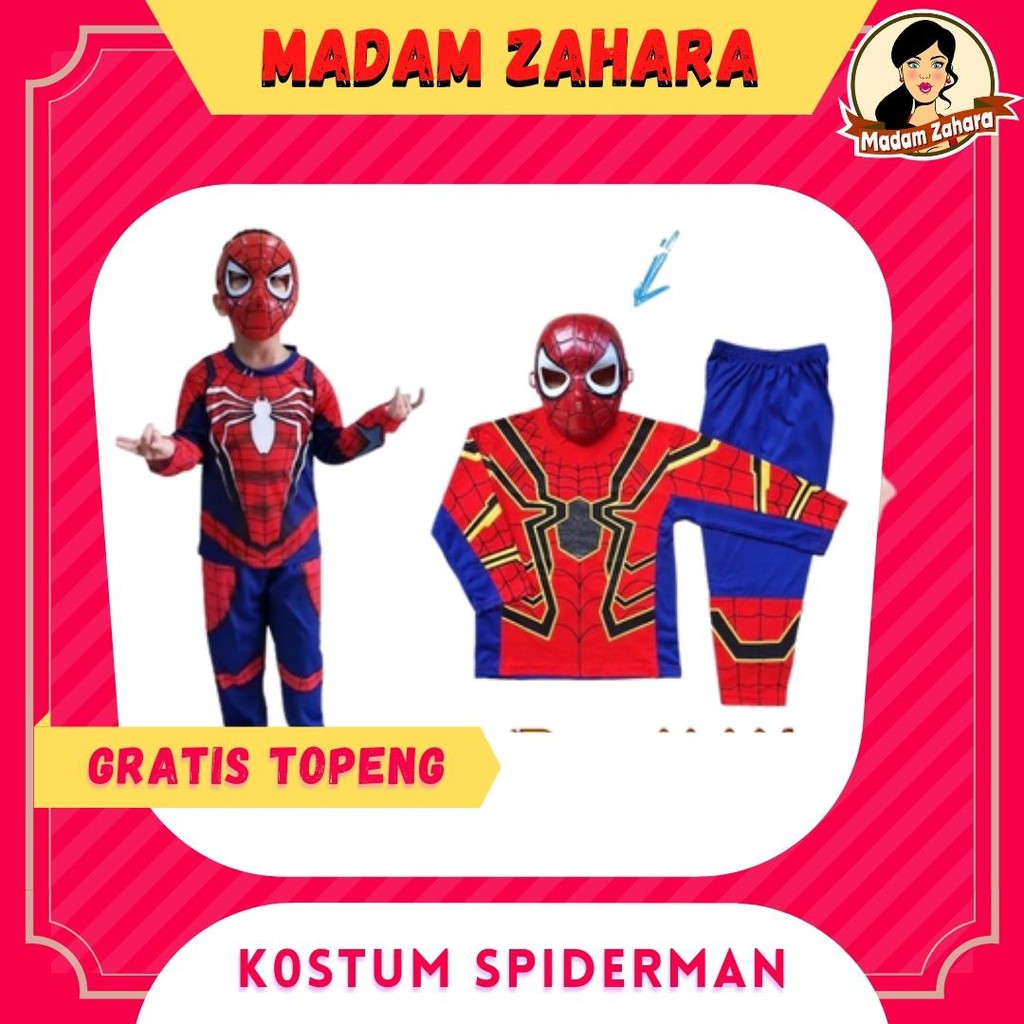 SETELAN ANAK LAKI LAKI BAJU ANAK KOSTUM SPIDERMAN GRATIS TOPENG / BAJU SPIDERMAN ANAK LAKI LAKI