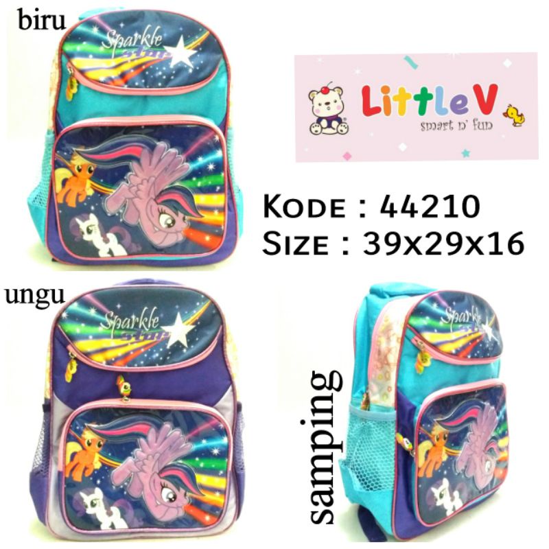 TAS RANSEL SEKOLAH ANAK TK CEWEK KUDA PONY Biru Ungu Little V Little Pony 44210