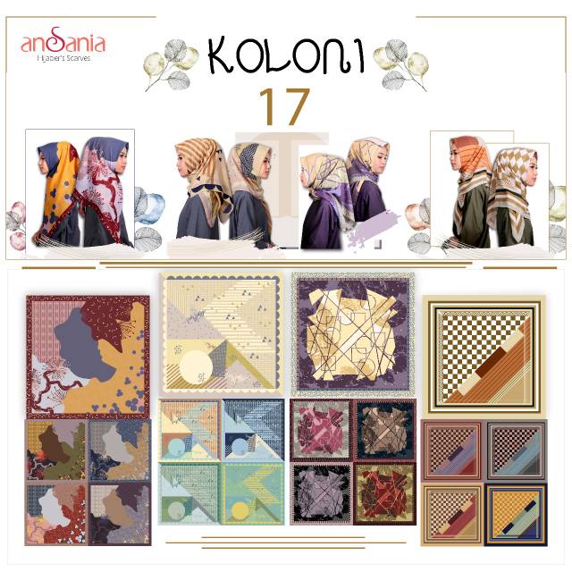 Kerudung jilbab segiempat motif saudia koloni 17 kodian by ansania