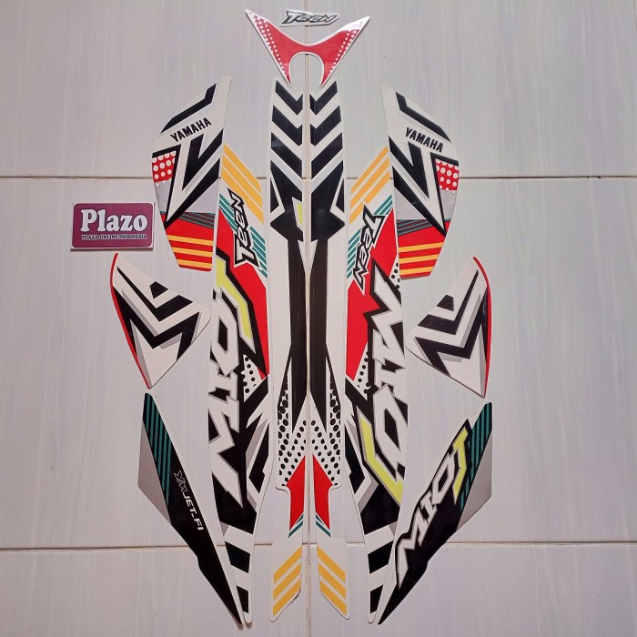 Stiker striping sticker motor Yamaha Mio J Teen 2013 Putih-Merah