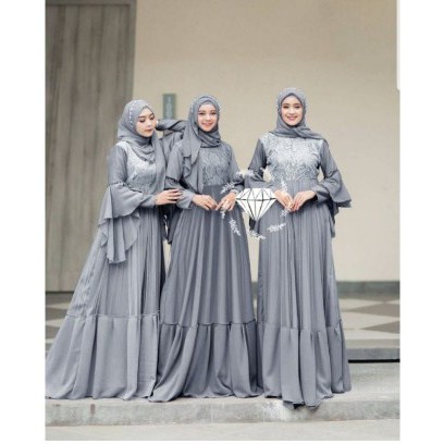 Baju Gamis Muslim Terbaru 2021 Model Baju Pesta Wanita kekinian Bhn Moscrepe Brokat Kondangan Remaja