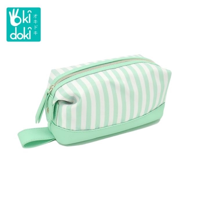 OKIDOKI Cosmetic Bag Strip Green White Bpol0063-M175-1- Tas Make Up