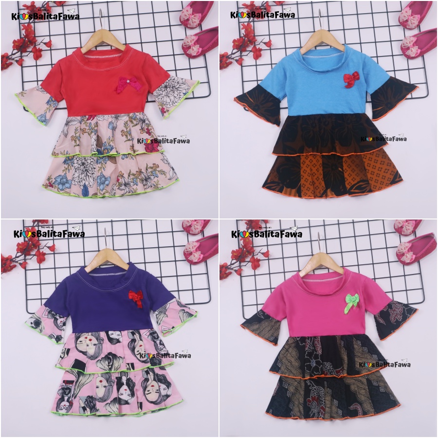 Dress Syifa uk Bayi 3-12 Bayi / Gaun Pesta Murah Baju Baby Perempuan Grosir Dres Lengan Panjang