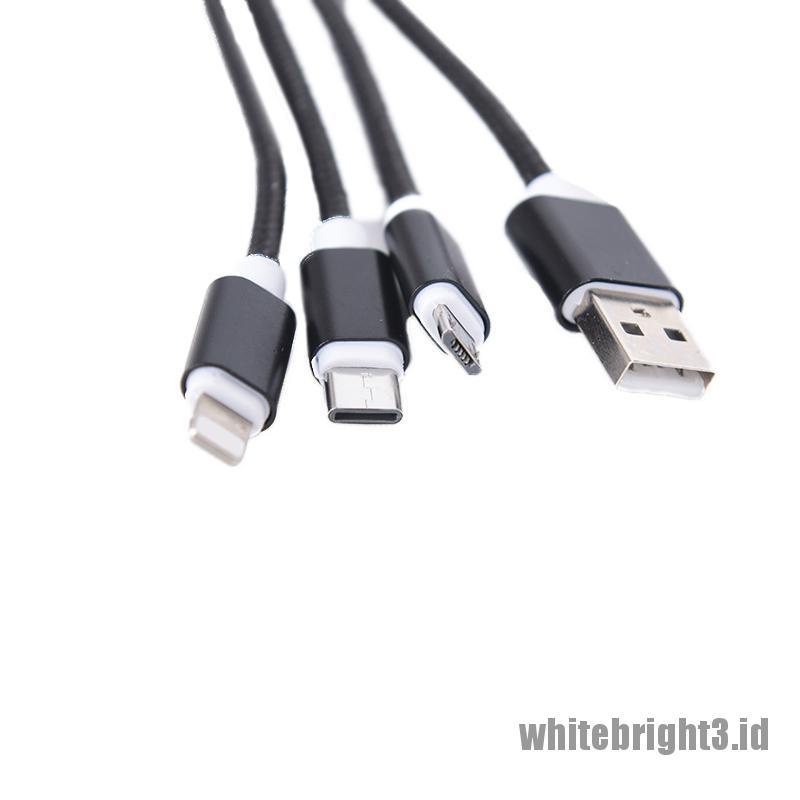 &lt; White3 &gt; 3 in 1 Kabel Data / Charger Micro USB / Type C Untuk iPhone