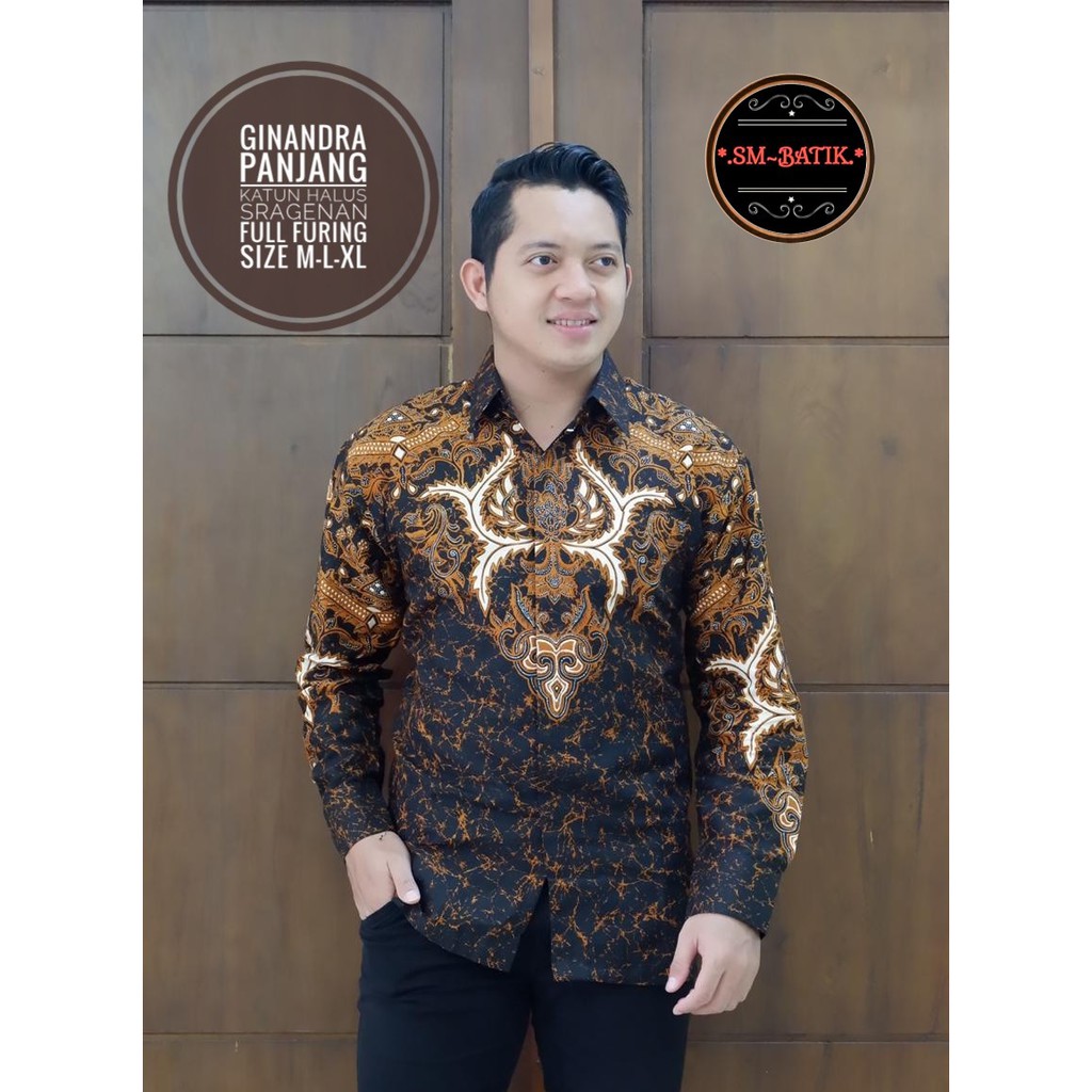 GINANDRA SM BATIKSOLOAMANAH KEMEJA BAJU BATIK PRIA SOLO LENGAN PANJANG PENDEK LAPIS FURING ATASAN BATIK PREMIUM MODERN KATUN HALUS PANJI LESMONO ADIWANGSA GOLD PERMANA MERAH ASWANGGA 6 PARANG DIRGA GODONG BIRU DADU CAKRAWALA PEKSI BAMBU GUNARDO 2 NIRWANA