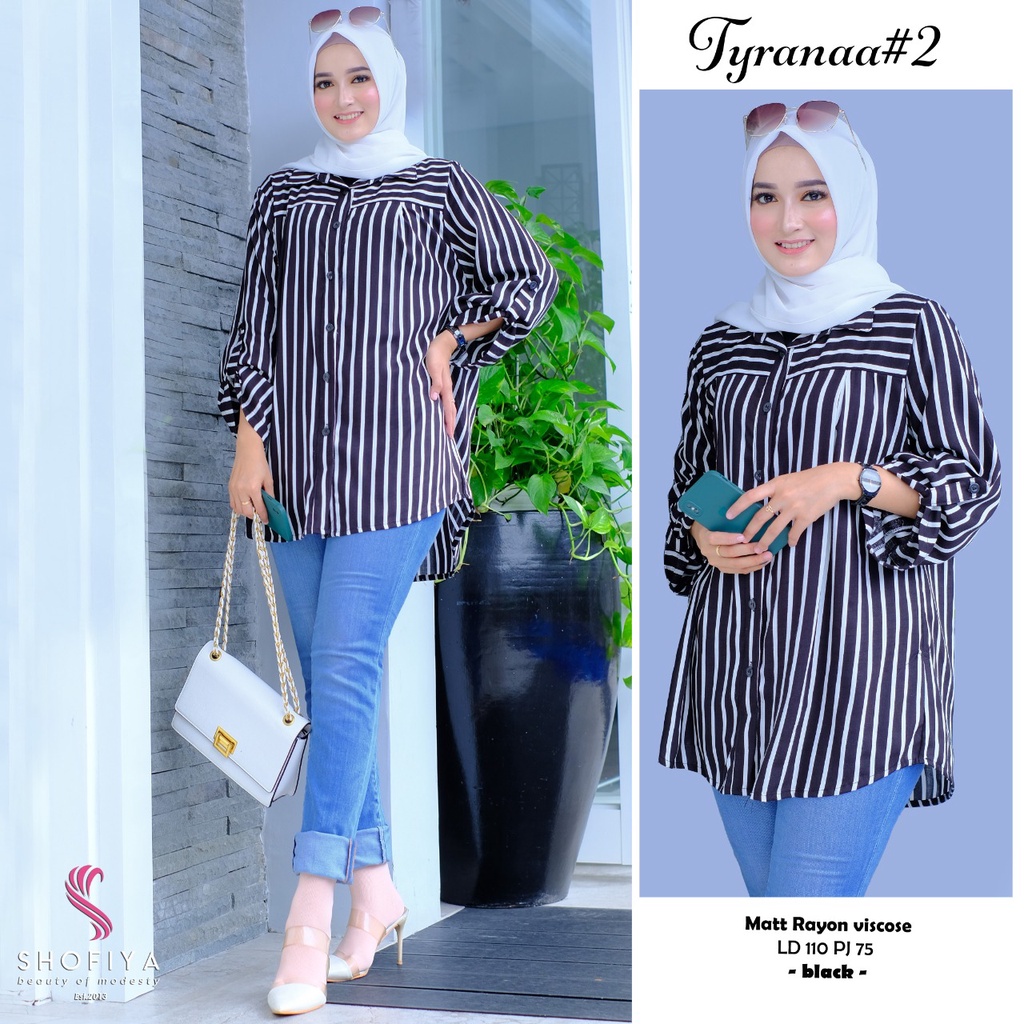 Shofiya Atasan Kemeja Tyrana Salur