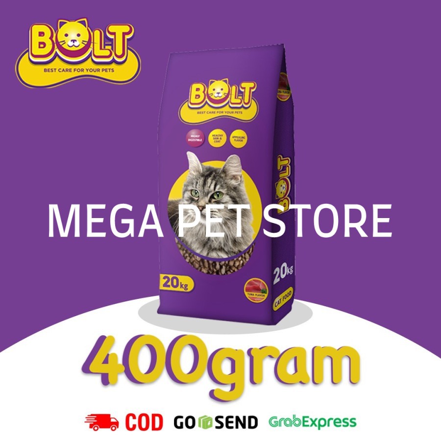 Makanan Kucing Bolt - Catfood Bolt Repack Kualitas terbaik kemasan 800gr kibble ikan donat Ready