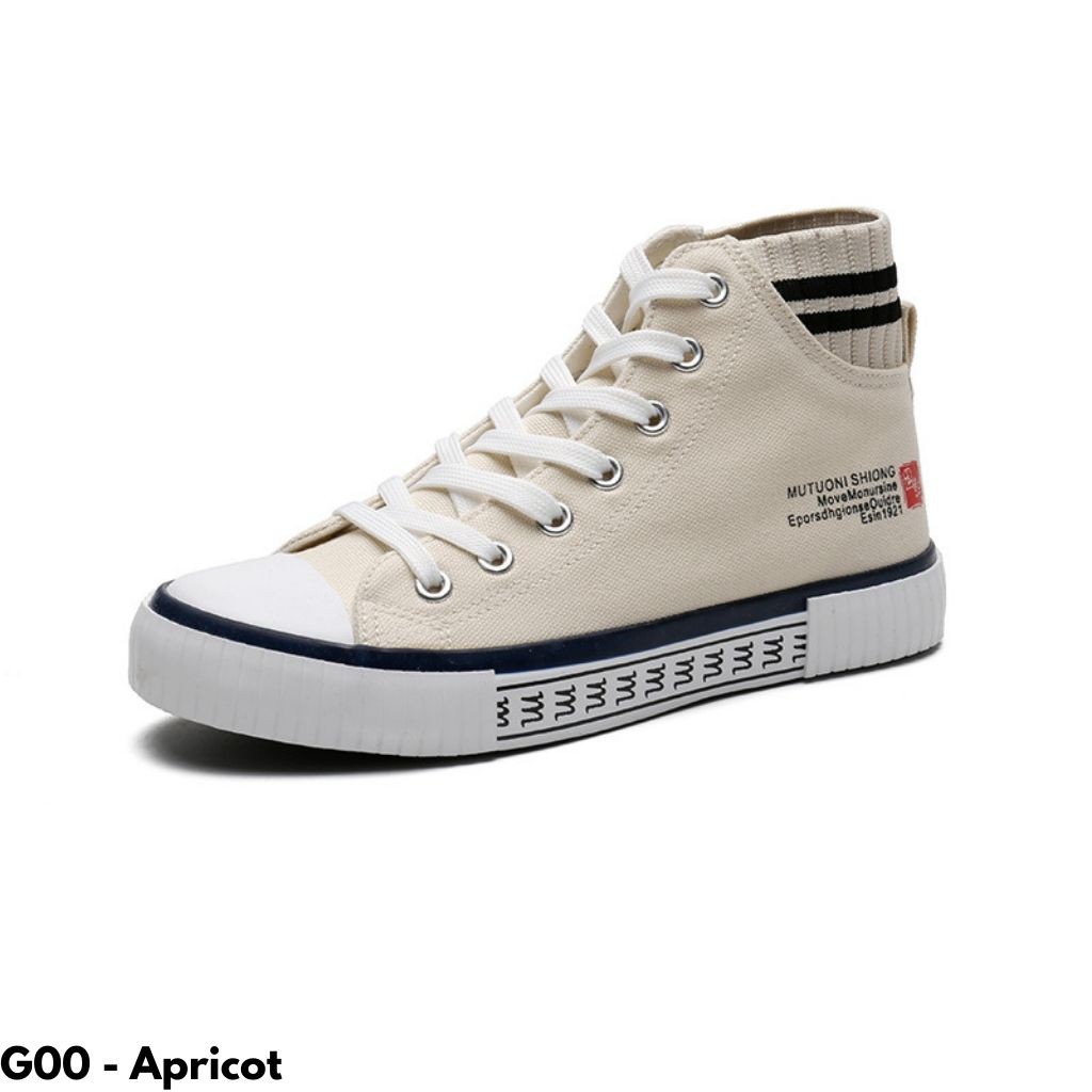 SEPATU HIGH TOP WANITA STRETCH KANVAS GAYA KOREA IMPORT SIMPLE CASUAL NYAMAN TERBARU G00