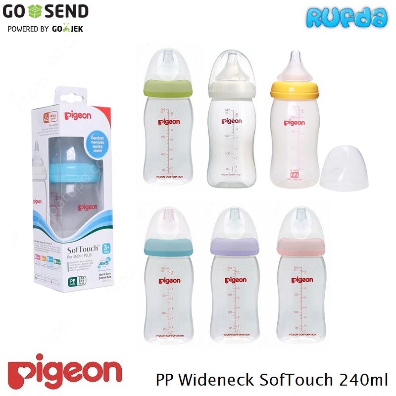 Pigeon PP 240ml Wideneck Bottle SofTouch Peristaltic Plus Nipple