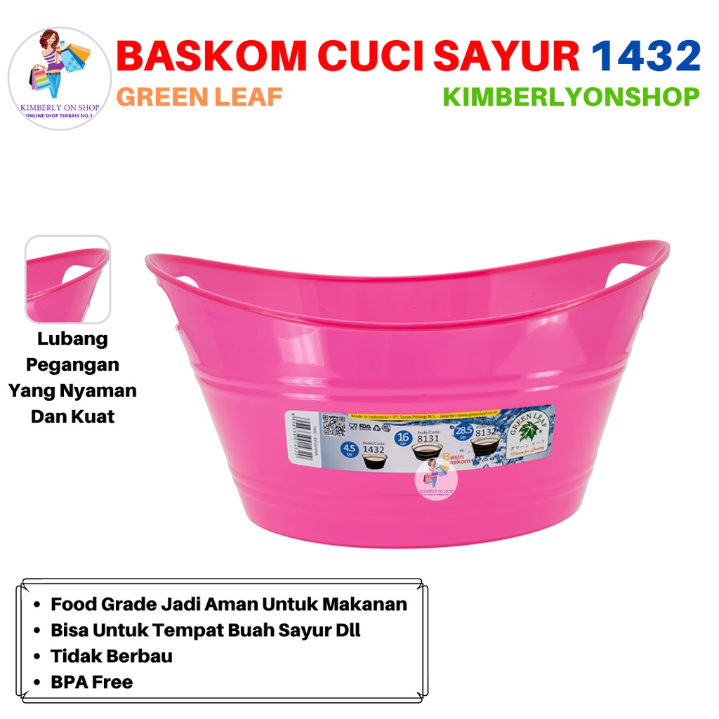 Baskom Kecil Ember Plastik Handle Sequana Oval Basin 1432 Green Leaf