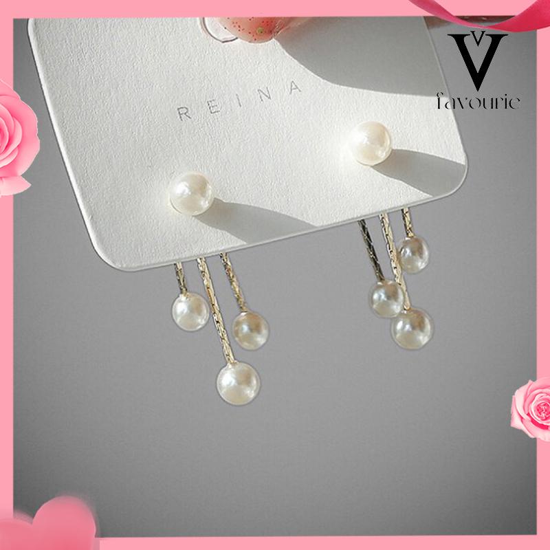 [COD]Pearl Back Hanging Silver Needle Earrings Temperamen All-Match Anting Wanita Halus-FA