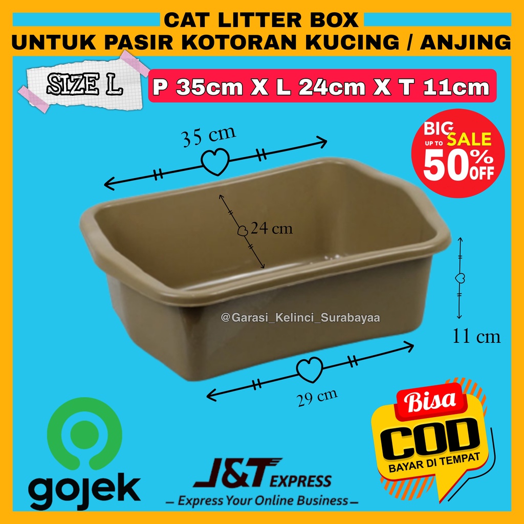 GPSS- CAT LITTER BOX Kucing Bak Pasir Kucing Anjing Bak Kotak Kucing Baskom Plastik Kotak Waskom Cat Bak Kucing Tempat Kotoran Kucing Toilet Kucing Tempat Makan Kucing Sisir Kucing Makanan Kucing Anjing Tempat Pup Kucing Tempat Pasir Kucing Pasir Anjing