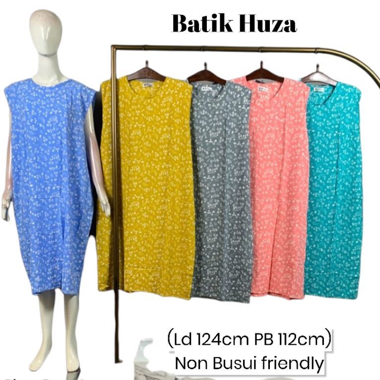 Daster Singlet Batik Huza / Homedress pendek kutung tanpa lengan jumbo kalong kelelawar Rayon halus 