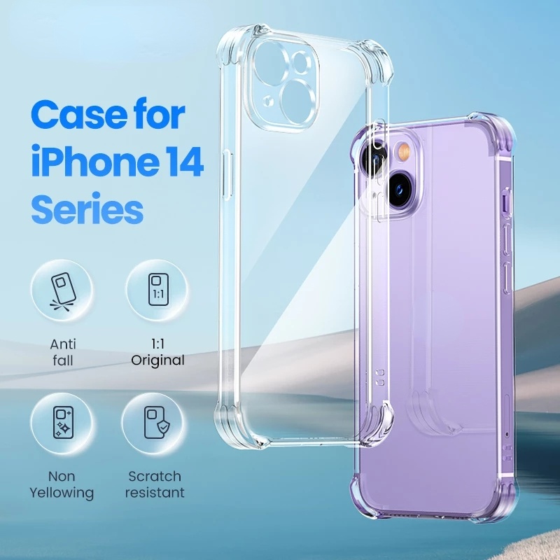 Soft Case Silikon TPU Transparan Shockproof Untuk iPhone 14 13 12 11 Pro Max Mini XR XS Max 8 7 6 6s Plus SE 2020