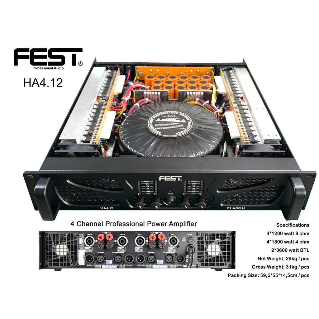 POWER AMPLIFIER FEST HA4.12 PROFESSIONAL POWER AMPLI CLASS H ORIGINAL