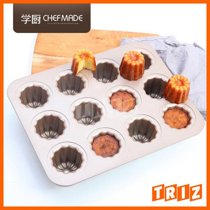 

Chefmade Non-Stick Baking Pan 12 Cup Cannele Cake Loyang Kue Wk9158 Terbaru