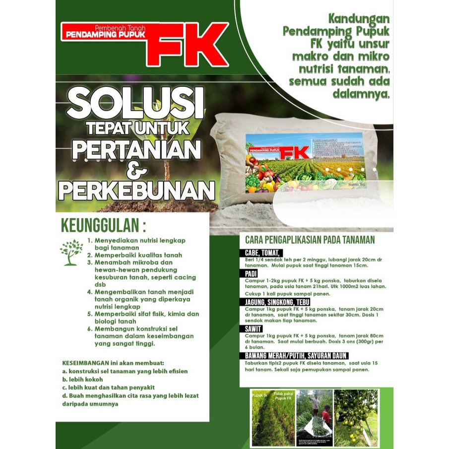 TERLARIS Pupuk FK 1 Kg - Pupuk Padi Panen meningkat 1,5 – 2X lipat - Pupuk Padi Sawah Terbaik - Pupuk Padi Pelebat Buah Paling Bagus - Pupuk Padi Organik - Pupuk Penguat Batang Padi Panen lebih cepat, untung di waktu sekitar 7-15 hari lebih cepat