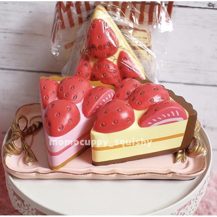 Squishy licensed strawberry slice cake by mother garden ( kue slice)