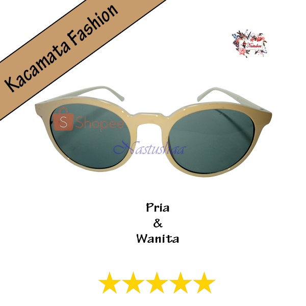 Kacamata Hitam Frame Broken White Bulat untuk Pria / Wanita Kaca Mata Fashion Gaya Korea Retro Anti UV Unisex FREECASE