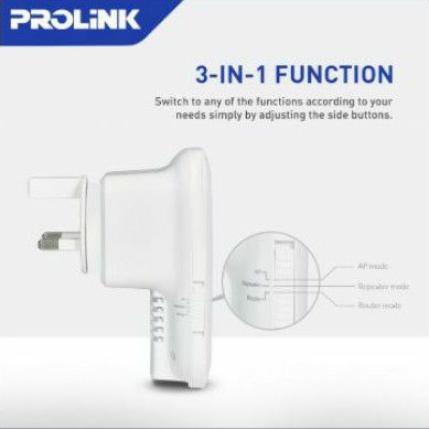 PROLiNK WiFi Repeater AP Router 3 in 1 Penguat Sinyal Extender PEN1201