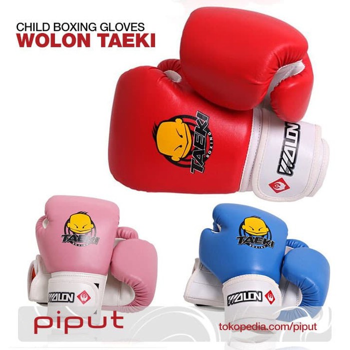 WOLON TAEKI GLOVES UNTUK ANAK BOXING SARUNG TINJU KECIL FULL GLOVE MMA - MERAH SARUNG TINJU
