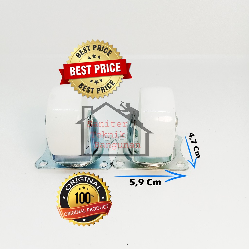 RODA NYLON PUTIH IZM 2&quot; INCH HIDUP-RODA ETALASE-RODA TROLLEY-RODA KASTOR-RODA MEJA-RODASPRINGBED