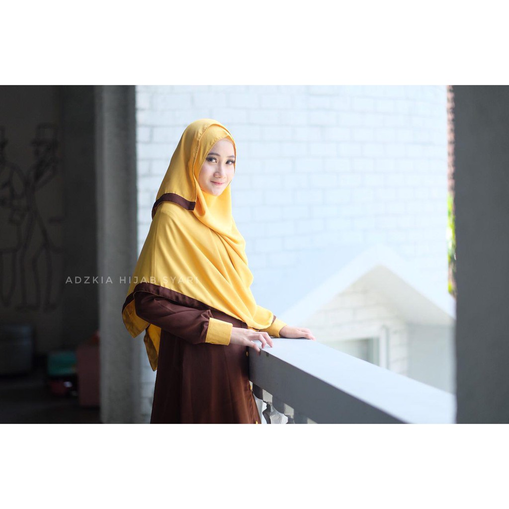 GAMIS MANIS GHAIDA COKLAT TUA SET SYARI BY ADZKIA HIJAB SYARI