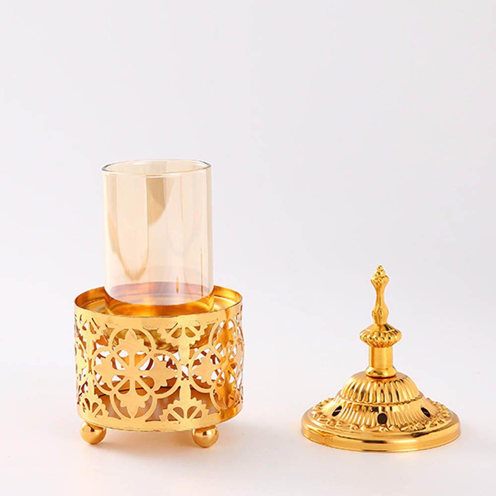 Solighter Tempat Bakar Dupa Logam Hollow Vintage Gaya Arab Dekorasi Rumah Golden Aromaterapi Tungku Tempat Pedupaan