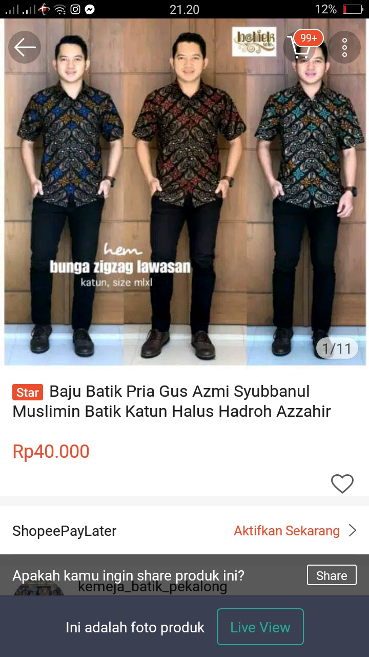 Baju Batik Pria Gus Azmi Syubbanul Muslimin Batik Katun Halus Hadroh Azzahir Santri Muslim, Moderen