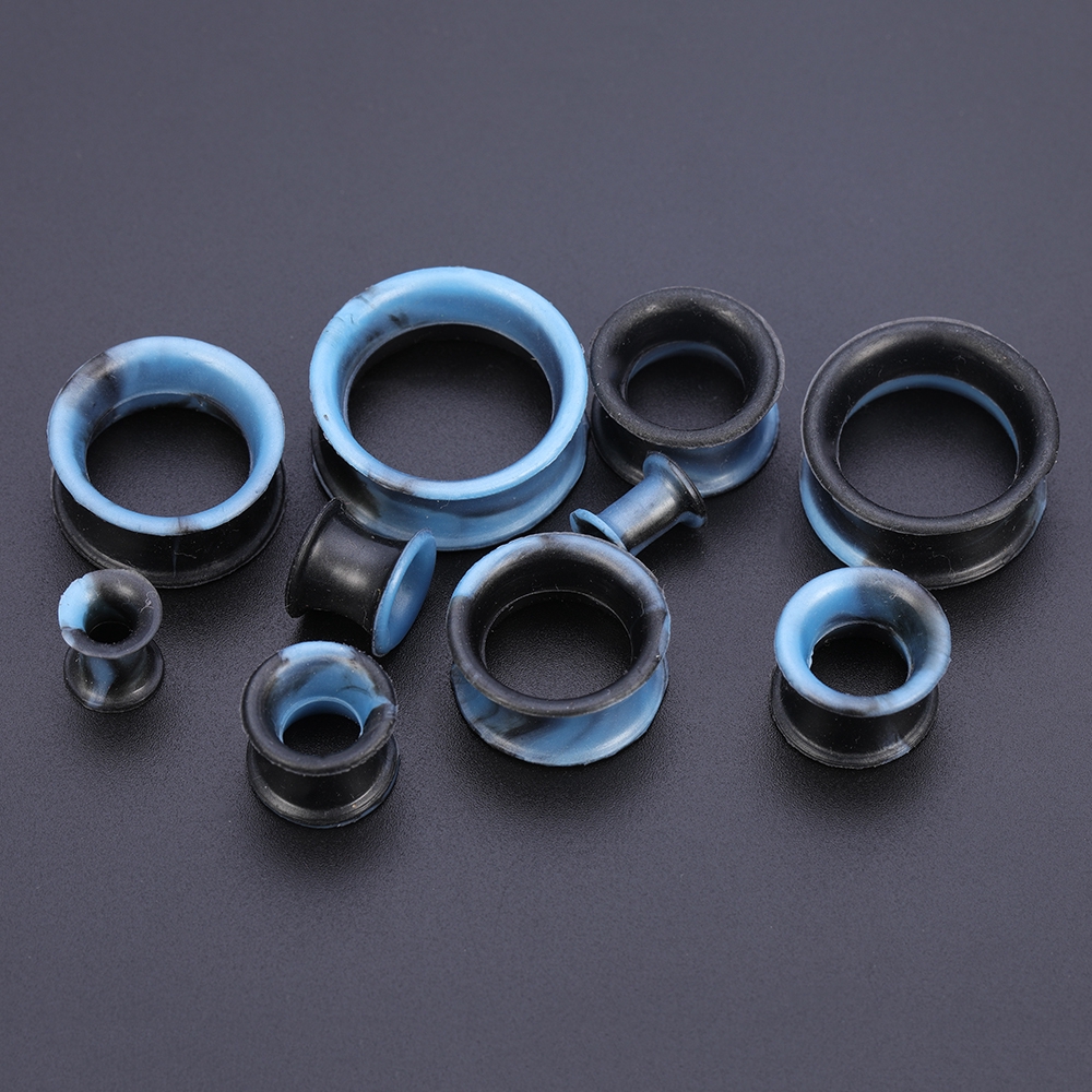 10 Pairs Body Piercings Silicone Plugs Multicolor Ear Gauges Ear Tunnel Set Flexible Ear Expander Flesh Ear Stretcher